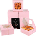 Gcardist Pink Bakery Box Window 15.2x15.2x7.6cm Pink Cookie Boxes Pastry New