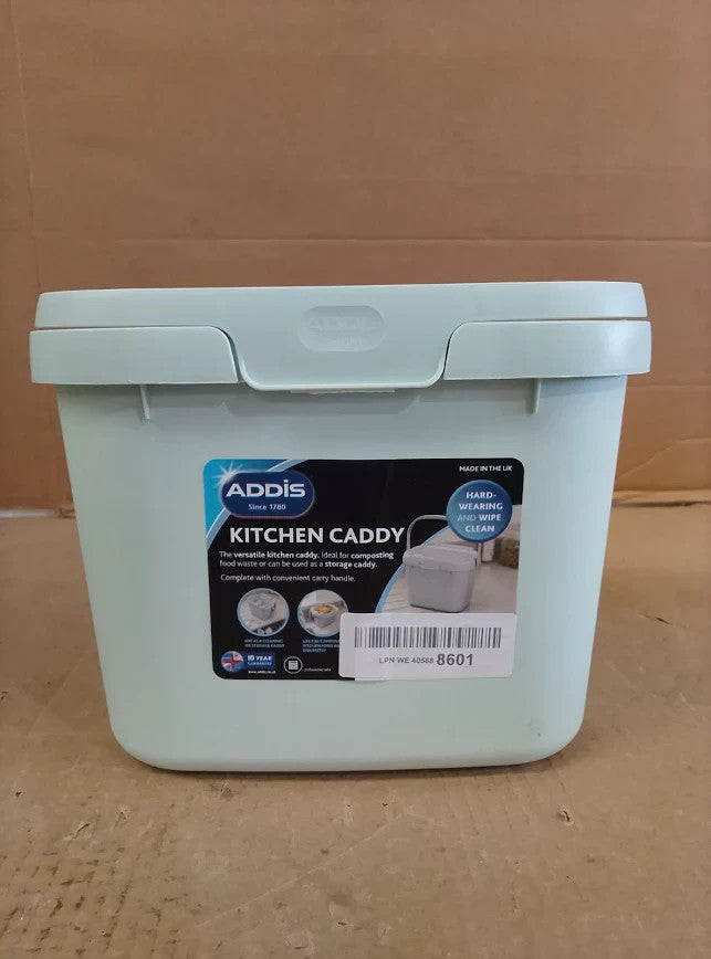 Addis Everyday Kitchen Food Waste Compost Caddy Bin 4.5L Mist Soft Green 518696