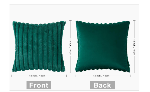 Dark Green Christmas Cushion Covers 45x45 Fluffy Faux Fur Throw Pillow 1pc New