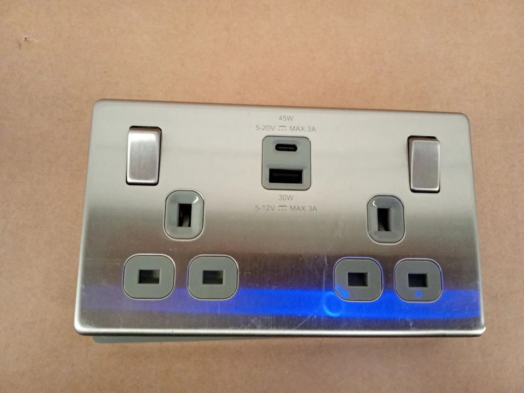 BG Electrical 45W Double Switched Power Wall Plug Socket Super Fast Charge