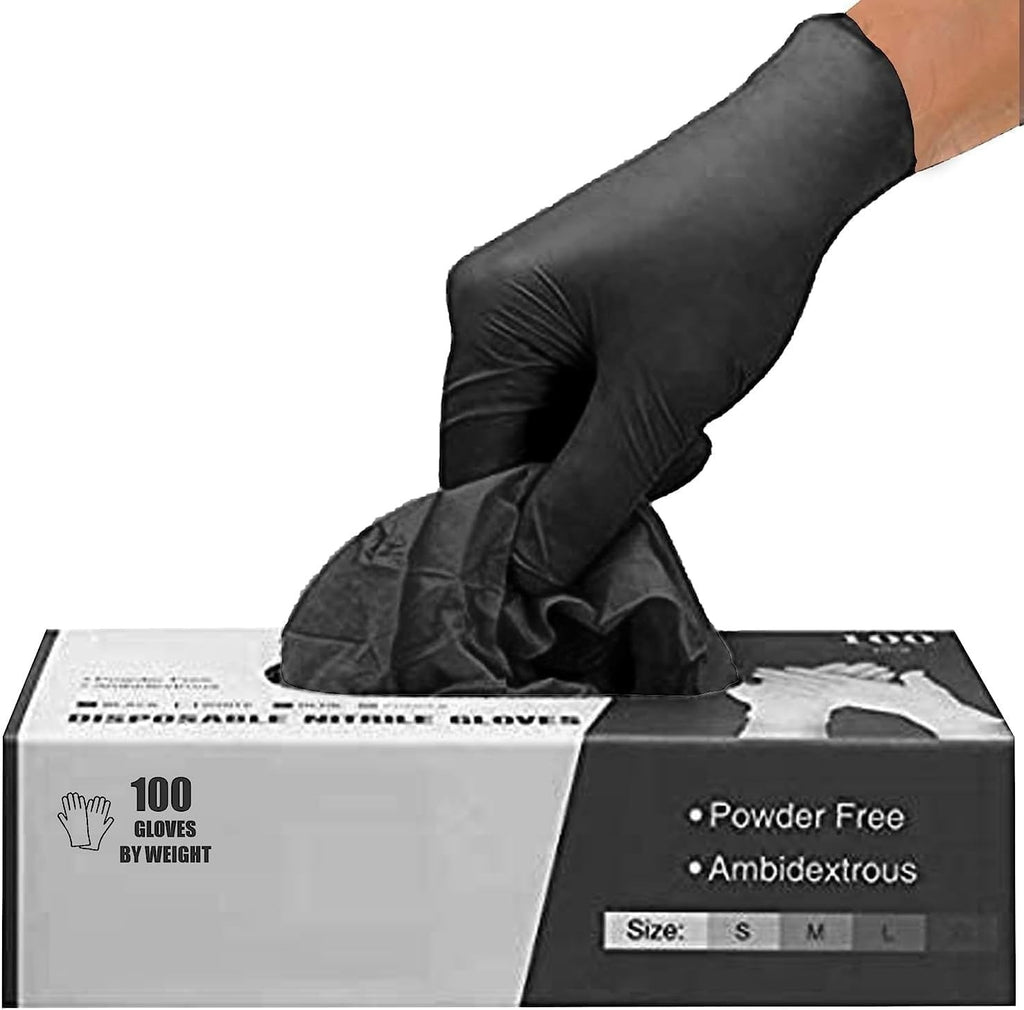 Praima Black Nitrile Disposable Gloves Latex Powder Free Pack Of 100 Medium New