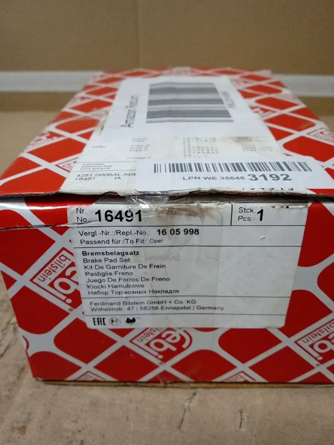 Febi Bilstein 16491 Brake Pad Set 1 Unit New
