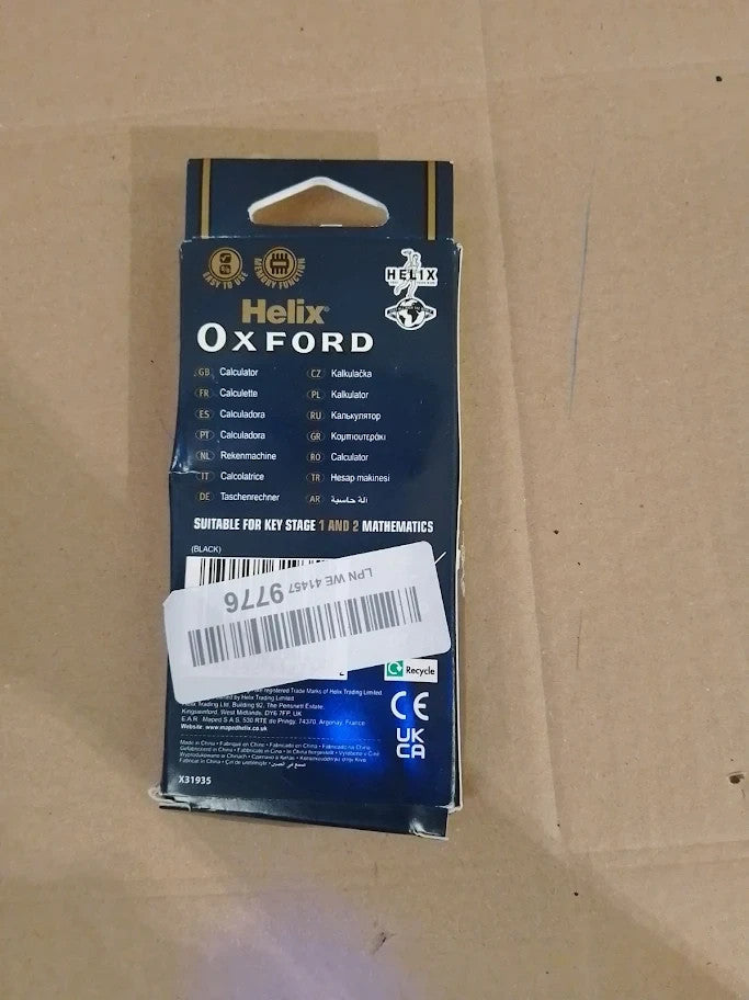 Helix Oxford Basic Calculator Key Stage 1 2 Maths 8 Digit Display Black New