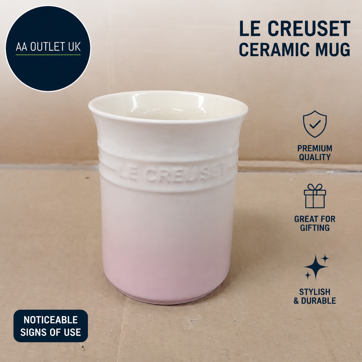Le Creuset 71501117770001 Stoneware Utensil Jar Pot 1.1Litre Shell Pink