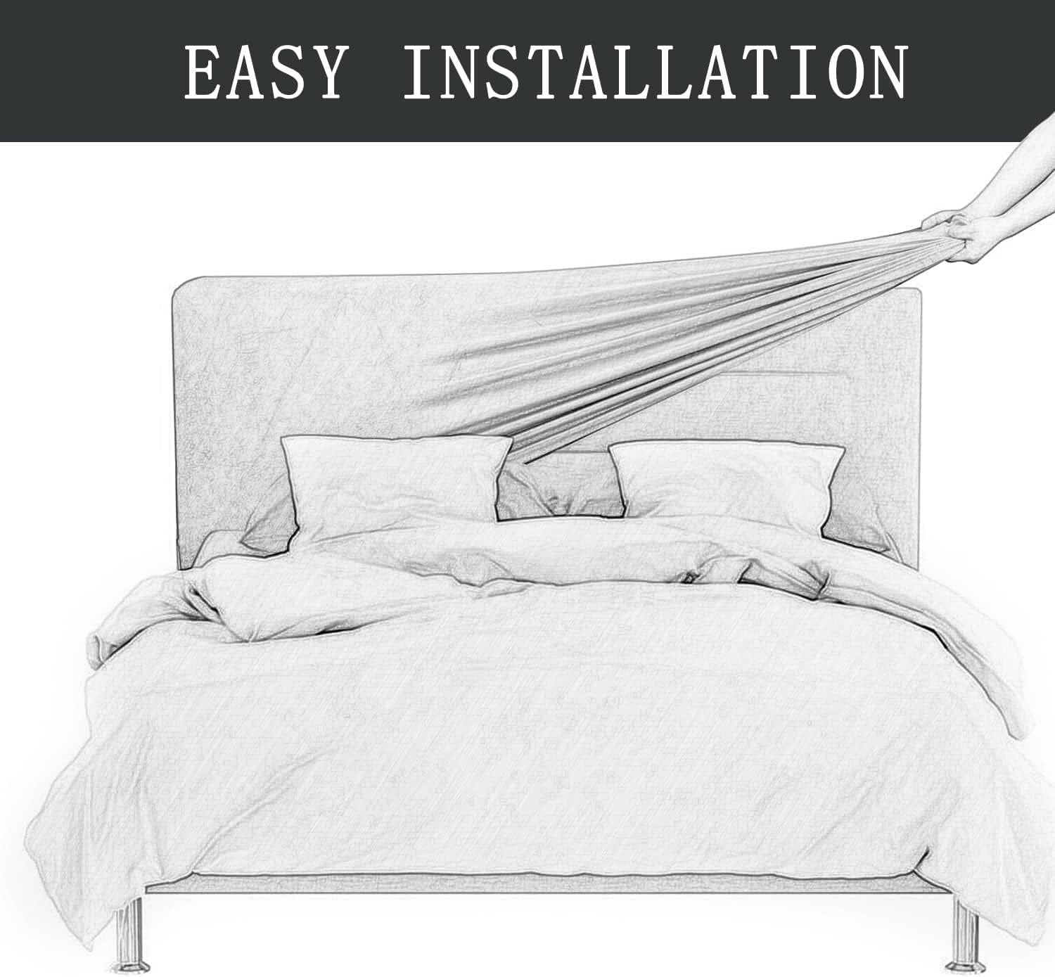 King Bed Headboard Cover Stretch Velvet Slipcover Black Dustproof Protector New
