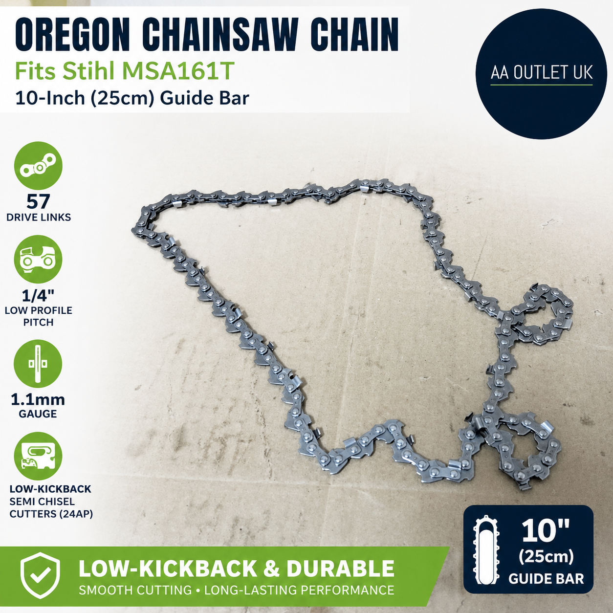 Oregon Chainsaw Chain Fit Stihl MSA161T Mini Chainsaw Chain 10Inch Bar New