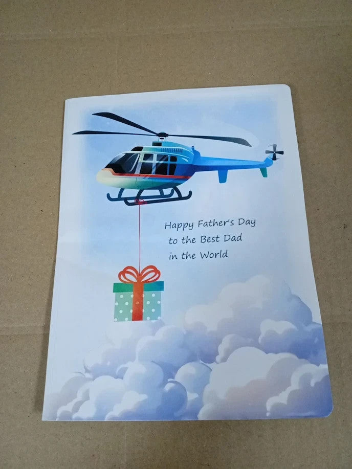 CUTPOPUP 3D Helicopter Birthday Card Men Husband Brother Fathers Grandad Day