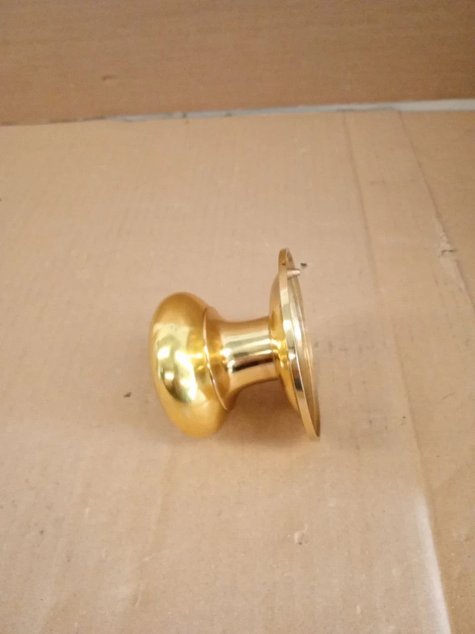 MICEL 10009 Smooth Knob Entrance Doors Round Polished Brass Finish 70mm