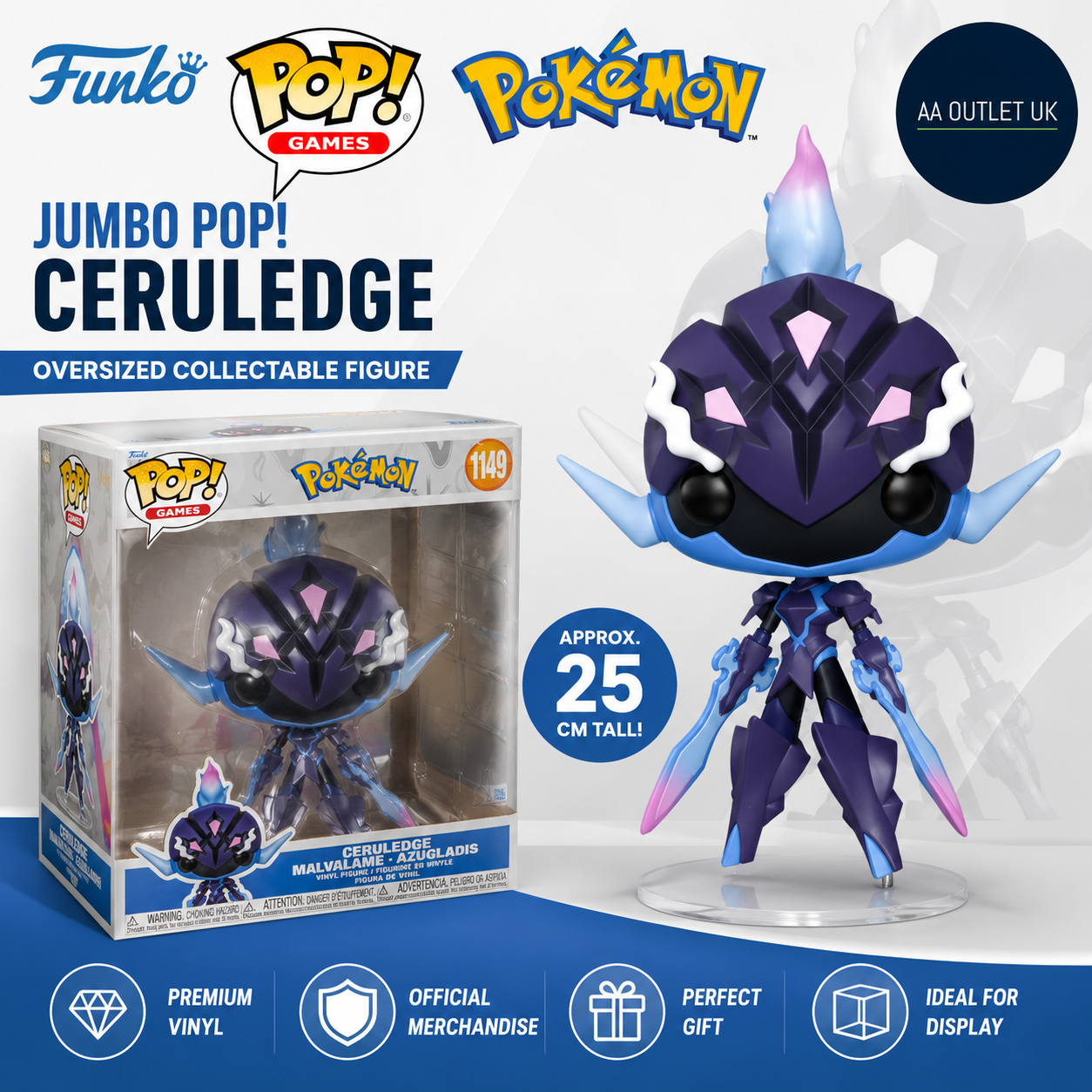 Funko Pop Jumbo Pokemon Ceruledge Collectable Vinyl Figure  Kids Adults Display