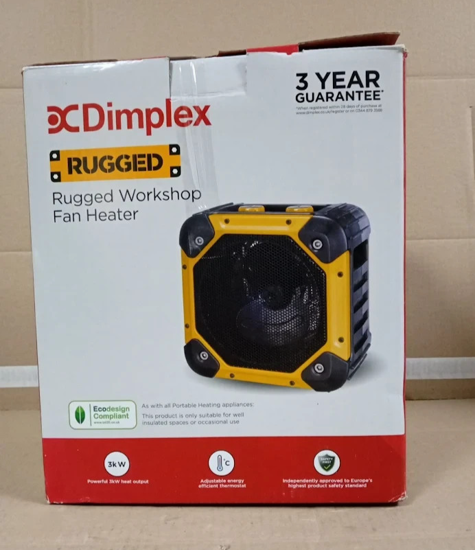 Dimplex RUG3TS 3kW Fan Heater Cooling Fan Workshop Thermostat 2 Heat Heavy Duty