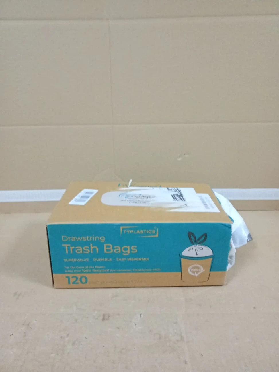 TYPLASTICS Bin Liners 30-45L Waste Bags Durable Drawstring Tie Handle White New