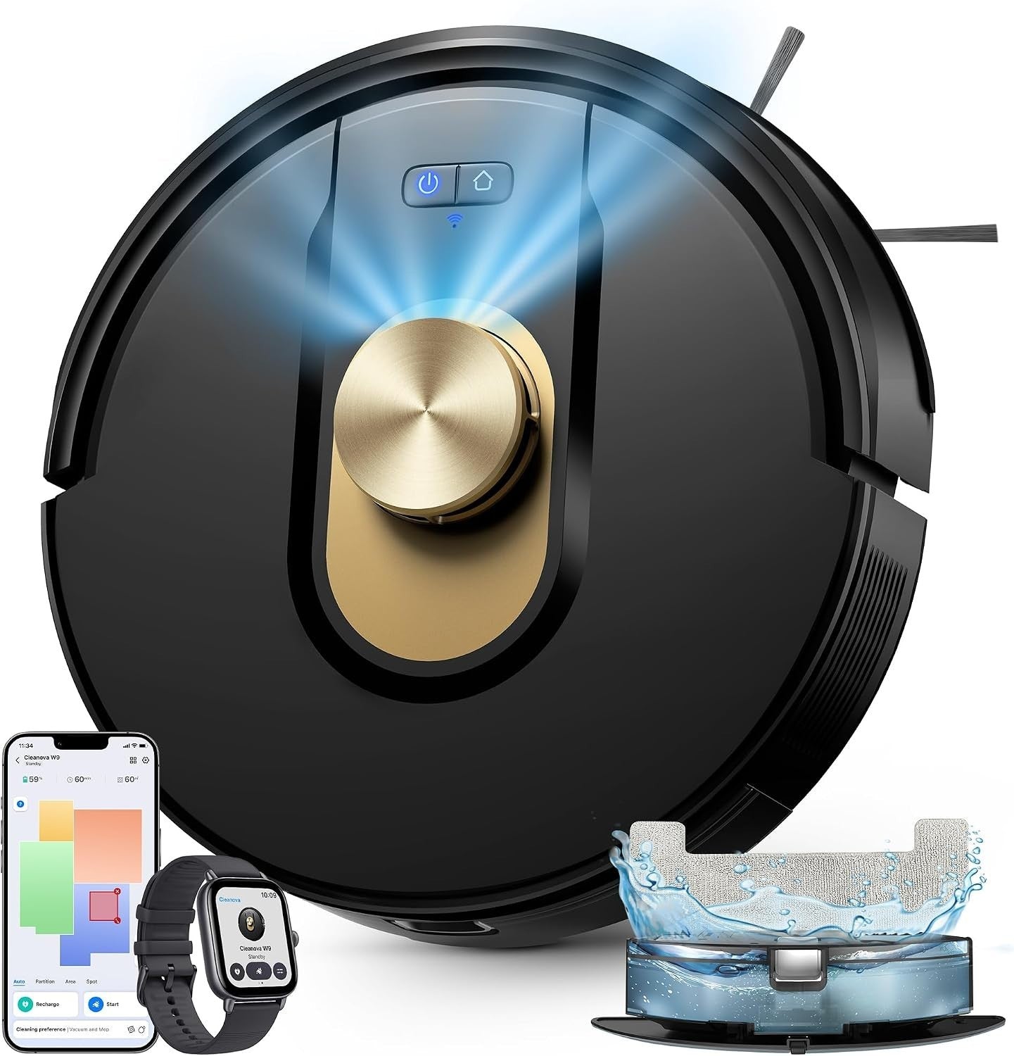 Vexilar W9 Robot Vacuum Cleaner Mop 8000Pa Robotic Vacuum Lidar Navigation New