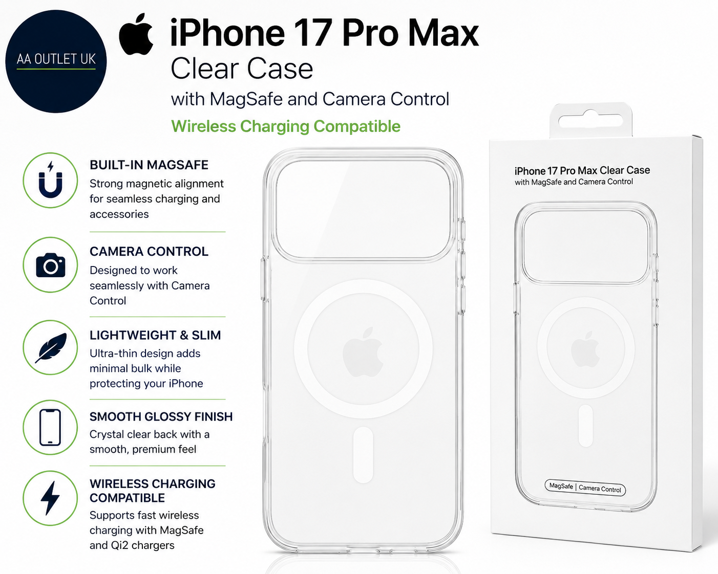 Apple iPhone 17 Pro Max Clear Case MagSafe Camera Control Lightweight