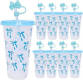 Dididudi 8Pcs 24oz Bow Plastic Cups Lids Straws 710ML PP Reusable Tumblers New
