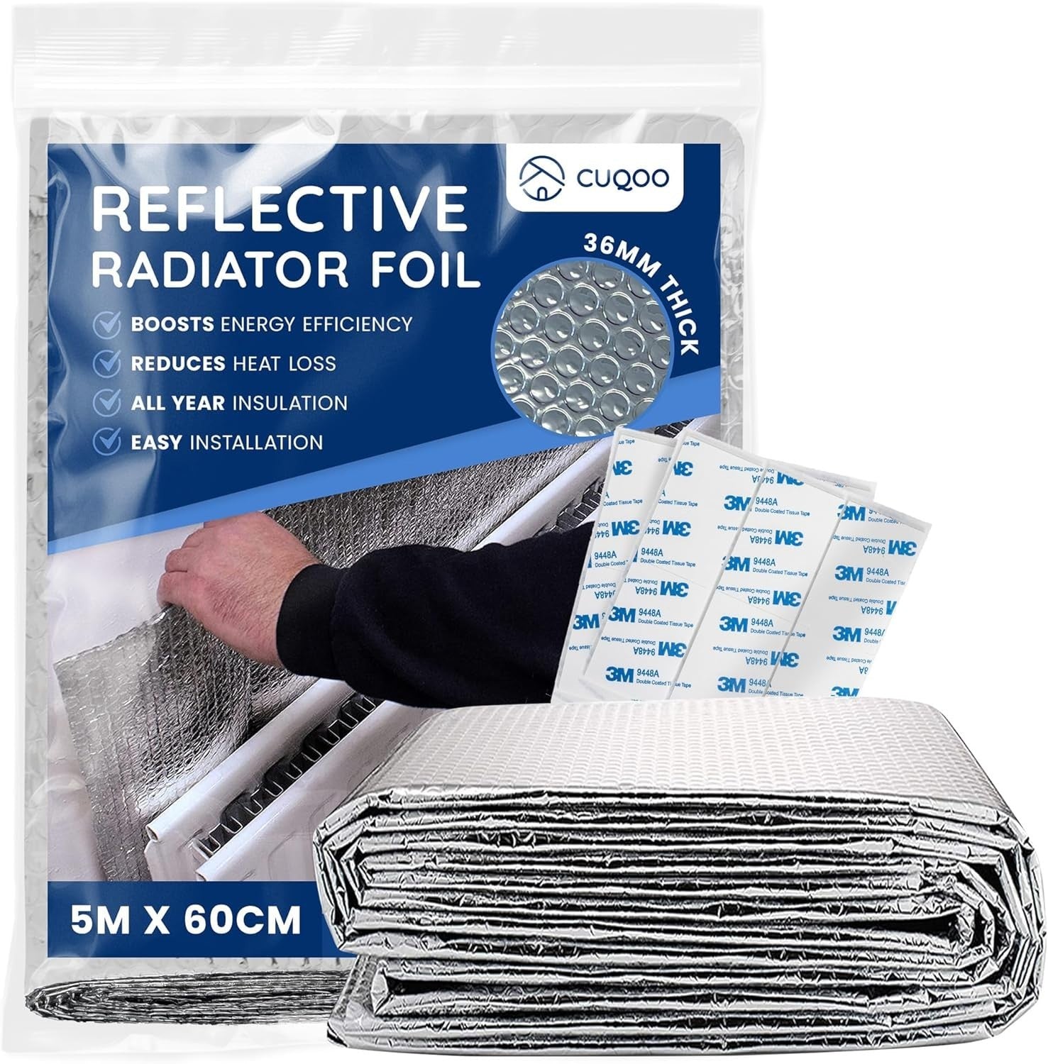 Cuqoo Radiator Foil Reflector Roll 5 m × 60cm Thermal Reflective Radiator New