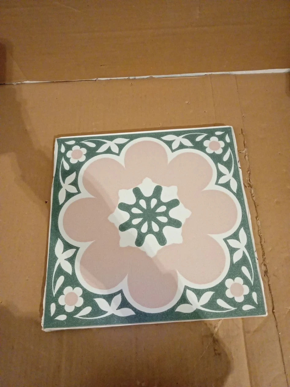 FloorPops 12x12in Pink Daphne Vinyl Peel & Stick Floor Tiles 6 Tiles 10 sq.ft.
