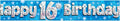 OakTree 9ft Banner Happy 16th Birthday Blue Holographic Foldable New