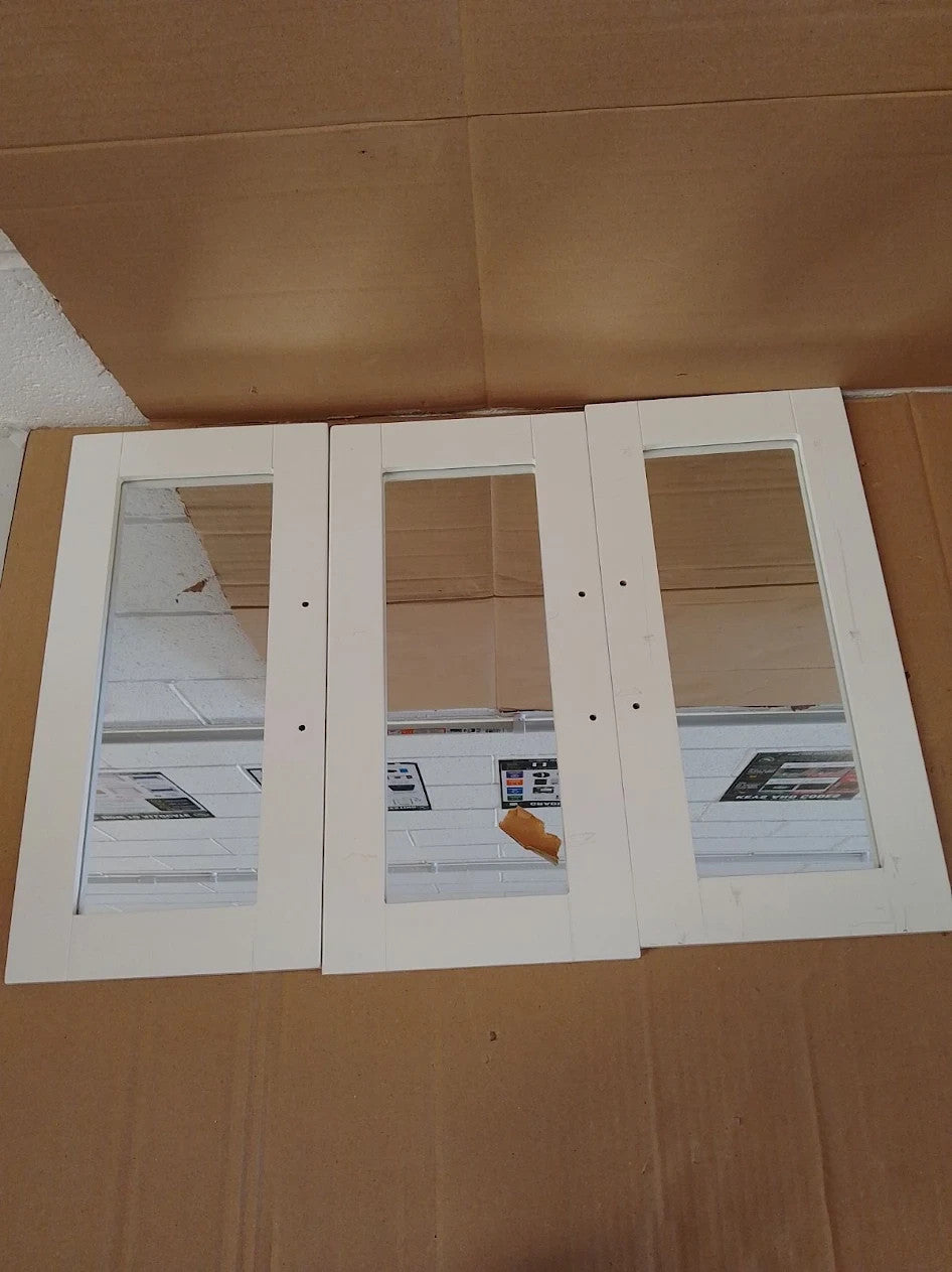 Home Tongue & Groove 3 Doors Mirrored Cabinet White 45x65x13cm Self Assembly