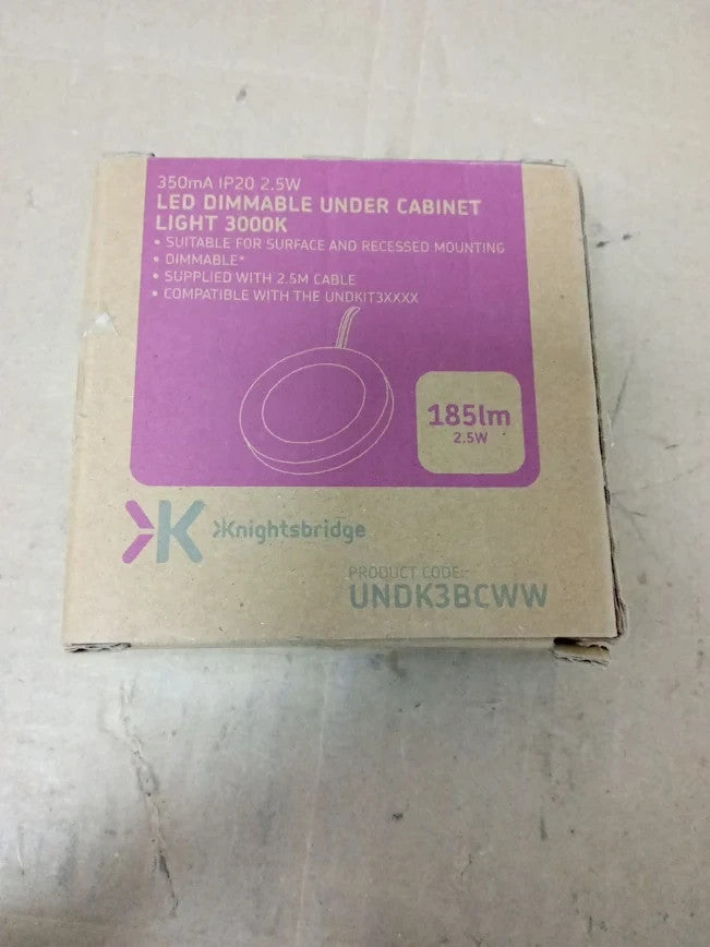 Knightsbridge Single Warm White LED Dimmable Under Cabinet Light UNDK3BCWW New
