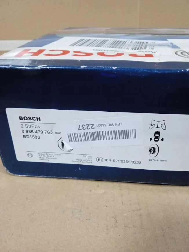 Bosch BD1593 Brake Discs ECE R90 Certified 1 Set Of 2 Discs Metal