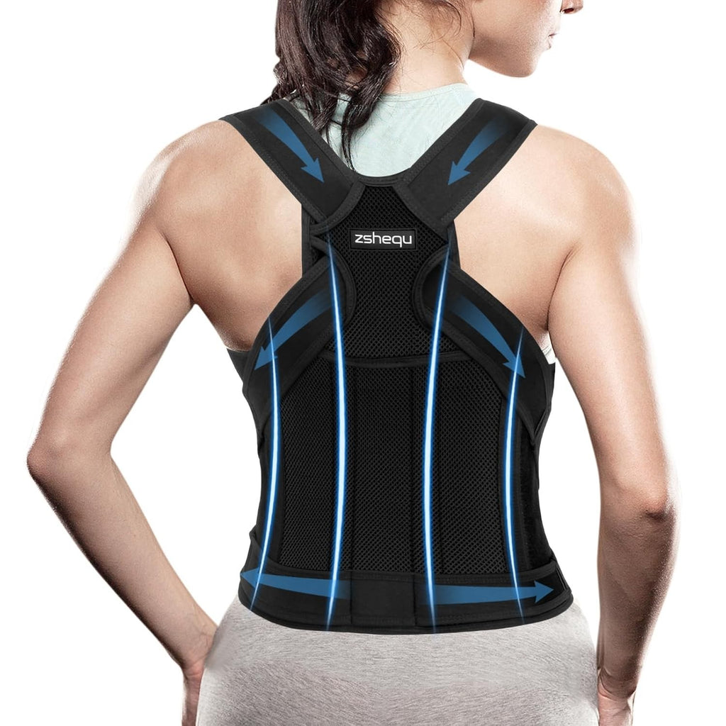 Back Support Brace Posture Corrector Adjustable Shoulder Neck Lumbar Medium New