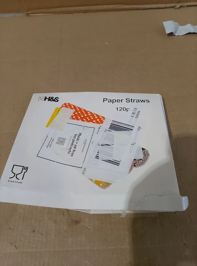 H&S Paper Straws 120pcs Biodegradable Recyclable Drinking Straws Party New