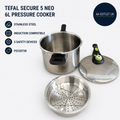 Tefal Secure 5 Neo Stainless Steel Pressure Cooker 6L Induction Compatible