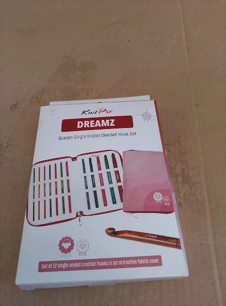 Knitpro Dreamz Grande Single Ended Crochet Hook Set 12 Sizes 3.5-12mm New