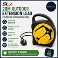 Slx Outdoor Extension Lead Waterproof 20m 2 Socket Reel Heavy Duty Cable