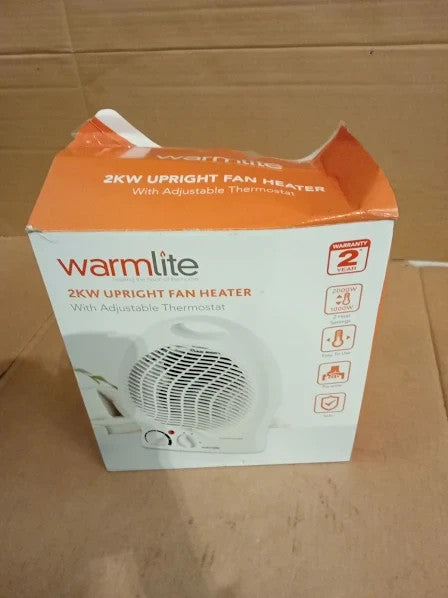Warmlite Thermo Fan Heater 2 Heat Settings Overheat Protection White 2000W New