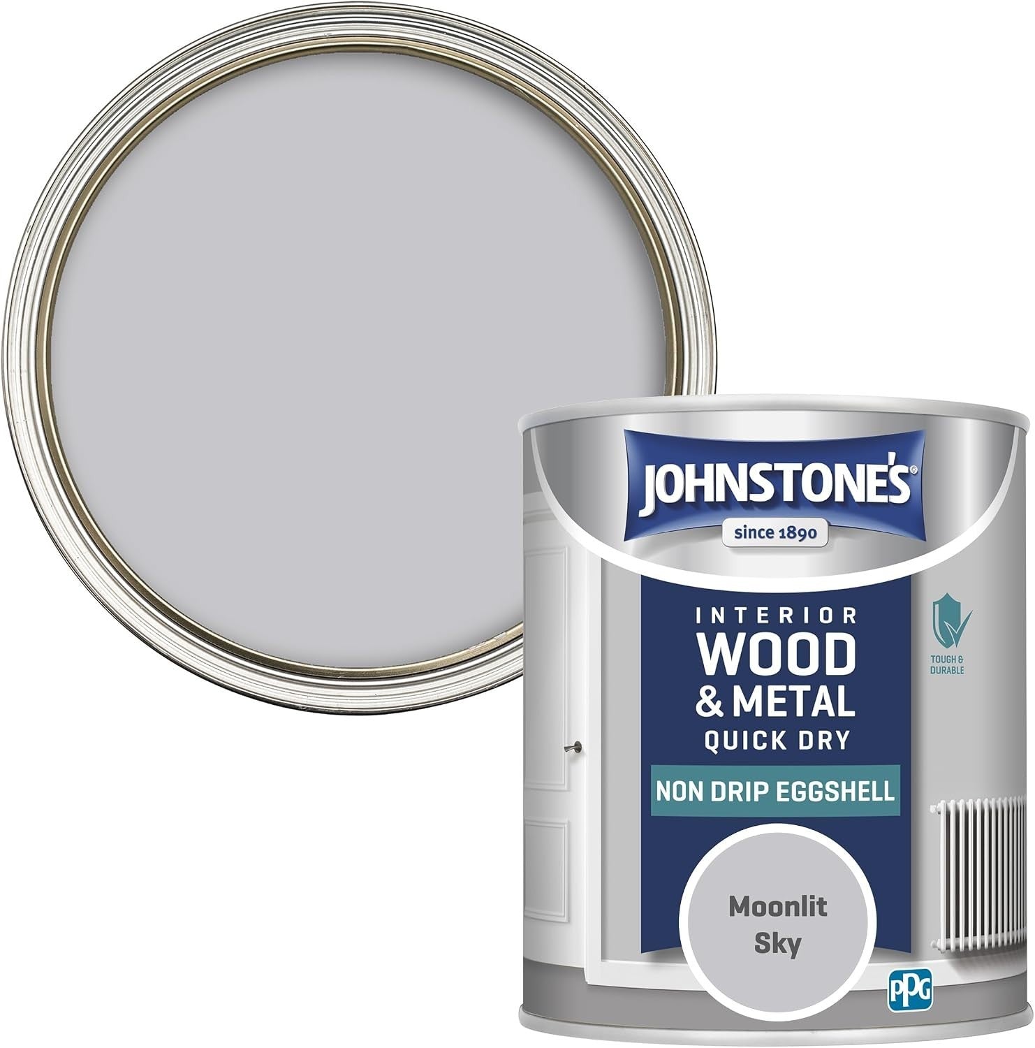 Johnstone's Quick Dry Nondrip Eggshell Paint Wood Metal Moonlitsky 750ml New