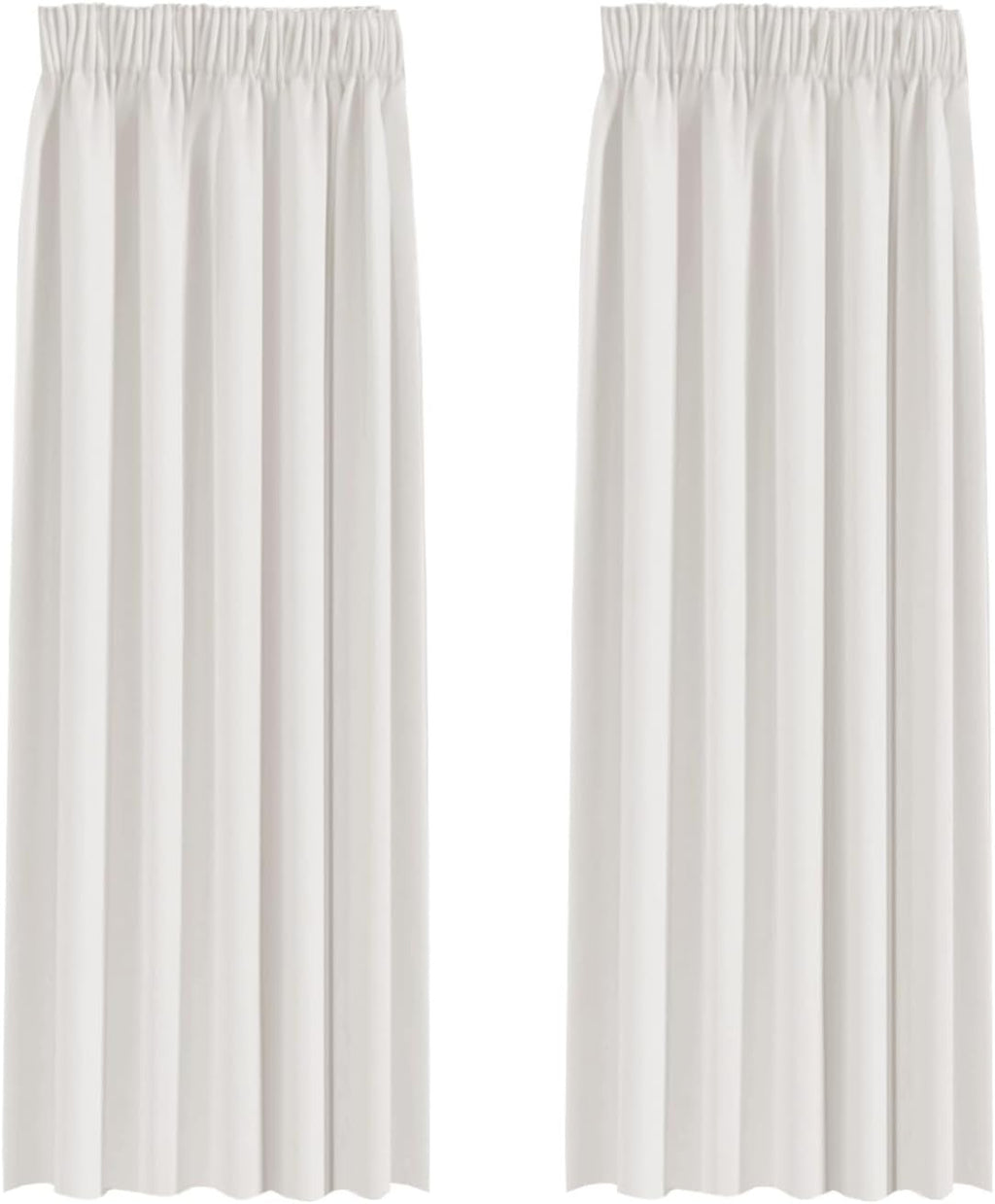 BellaHills Blackout Curtains Pencil Pleat Bedroom Curtain Panel 90x90in Ivory