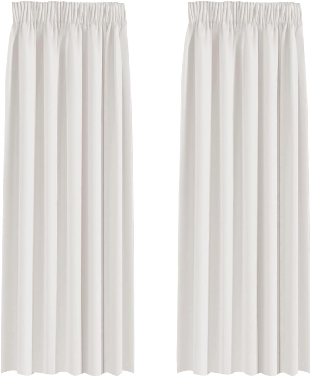 BellaHills Blackout Curtains Pencil Pleat Bedroom Curtain Panel 90x90in Ivory
