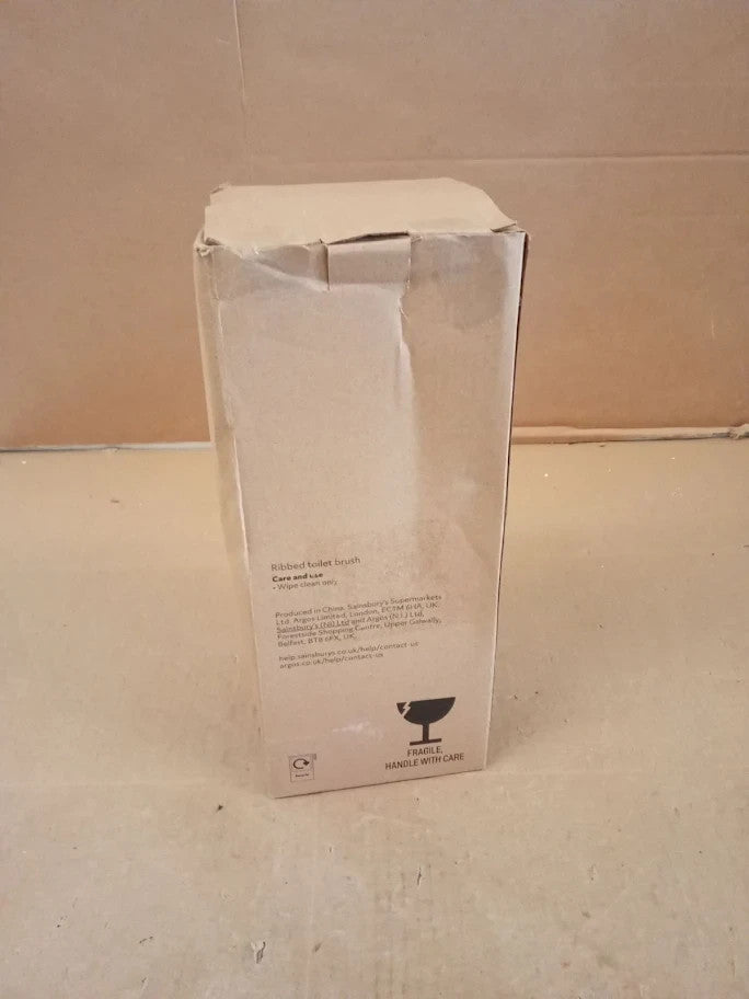 Argos Home Ribbed Toilet Brush Holder 14.7cm 40x10.5x10.5cm White New