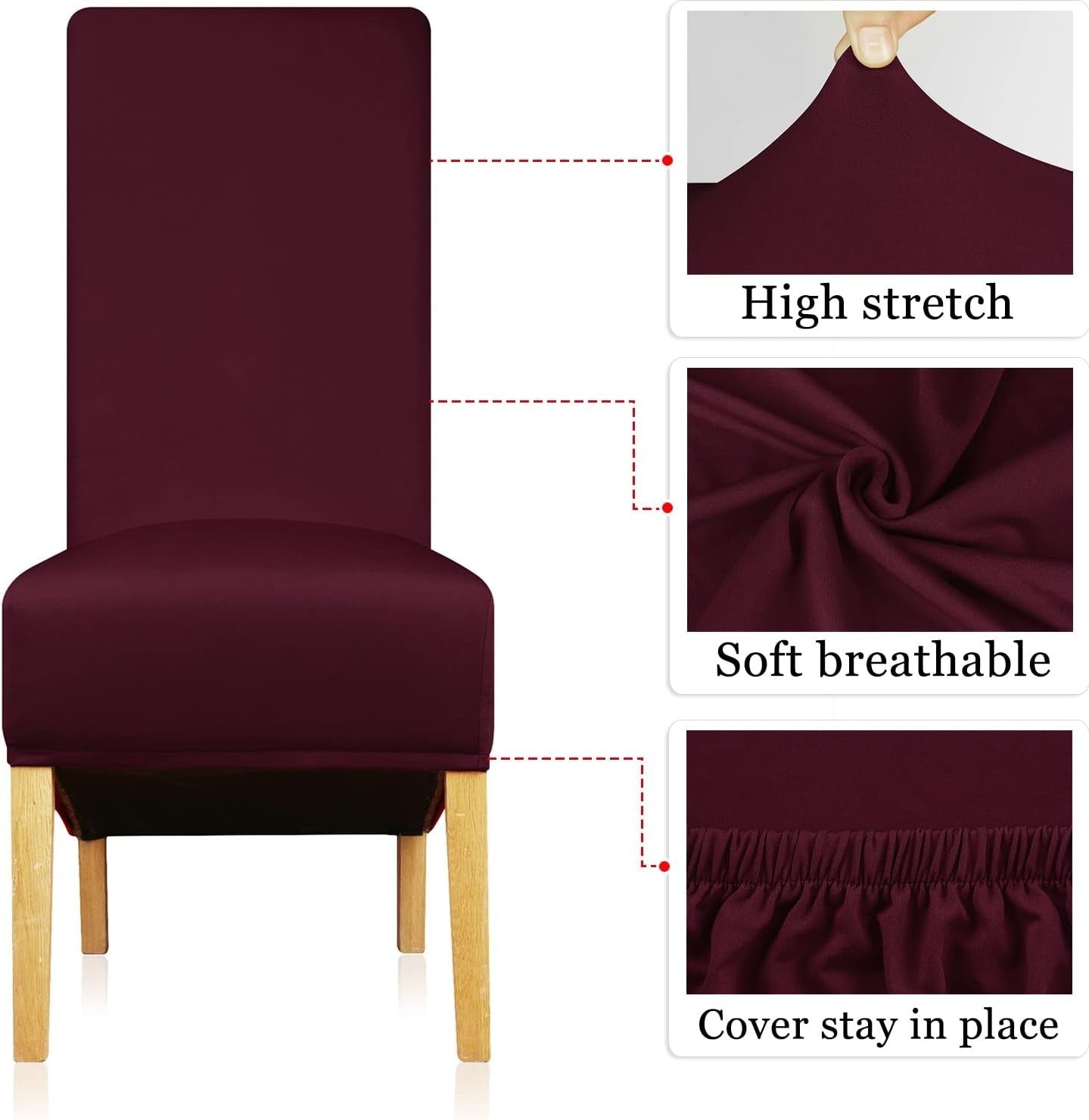 Leorate Dining Chair Covers Stretch Spandex Protector Roll Top High Back New