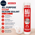 EVO STIK All Purpose Clear Silicone Sealant 280ml Shower Bathroom Anti Mould