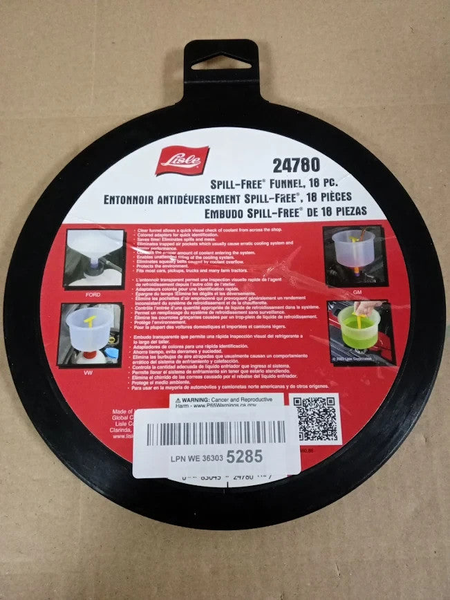 Lisle 24780 Spill Free Funnel Standard GM VW Ford Adapters Factory