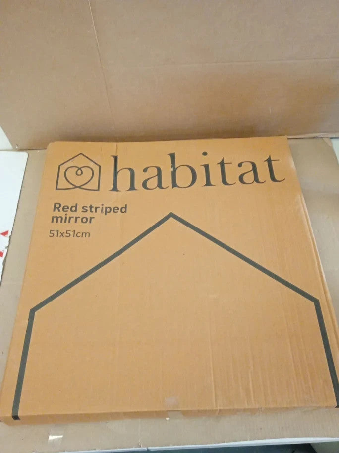 Habitat Striped Red Resin Square Wall Mounted Mirror Hinge 51x51cm