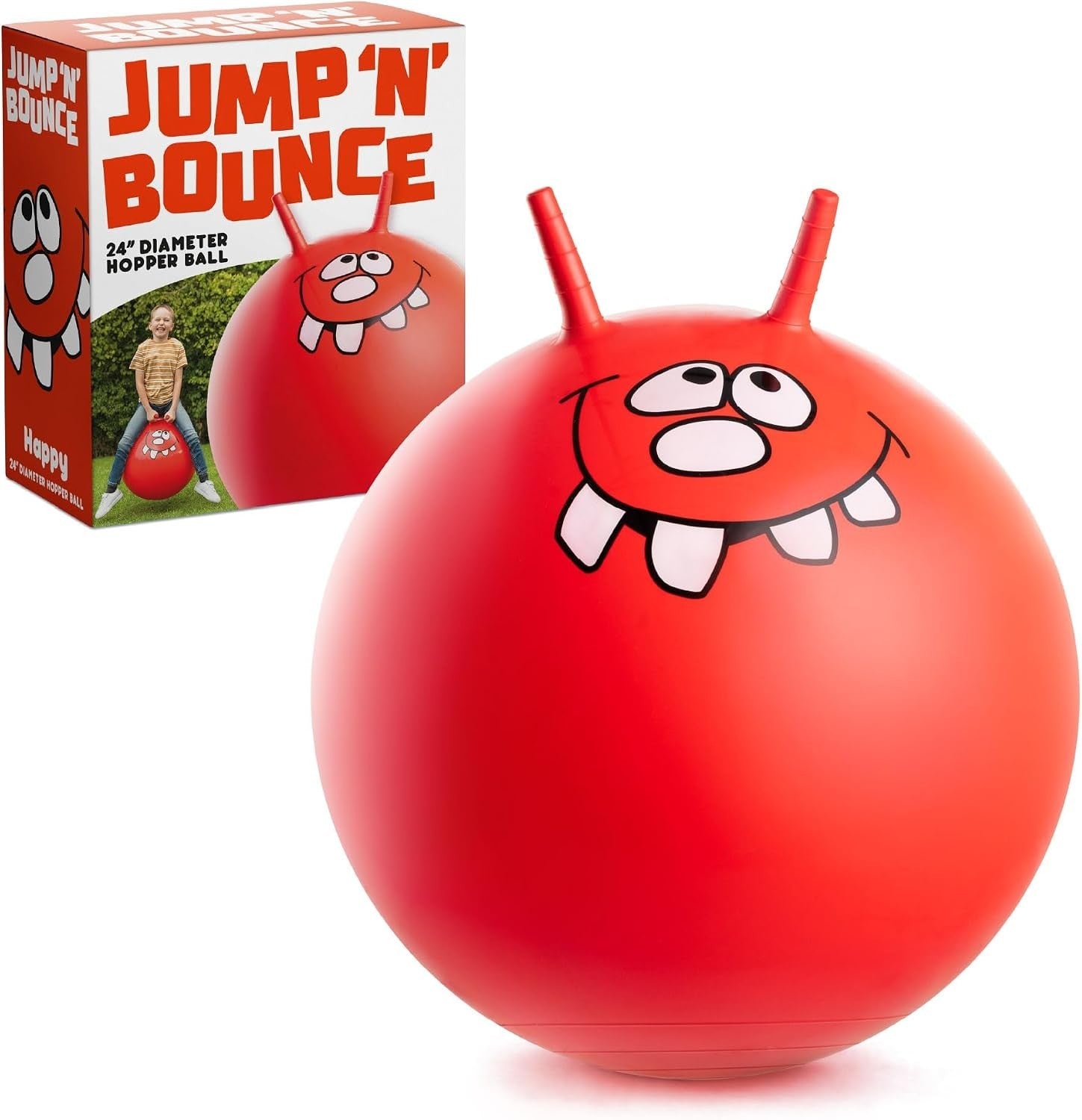 Toyrific Jump N Bounce 24 Inch Kids Space Hopper Bouncing Ball Handles Red New