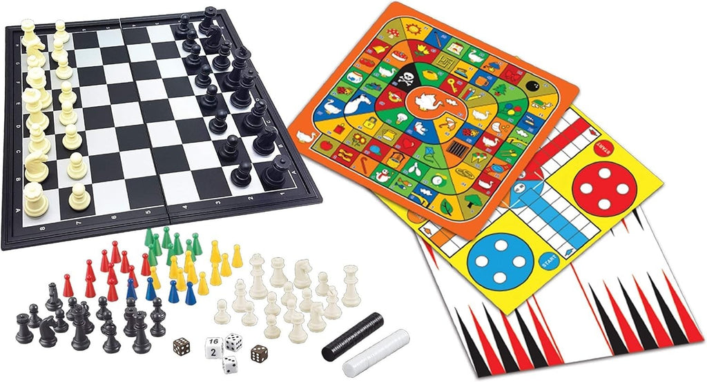 Lexibook 8in1 Board Games Set Chess Ludo Backgammon Family Design JGM800 New