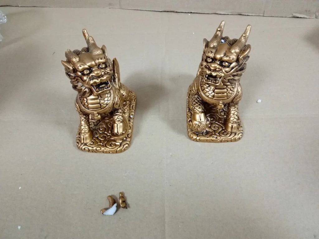 Lachineuse QiLin Couple Figurines Feng Shui Chi Lin Negative Energy Protection