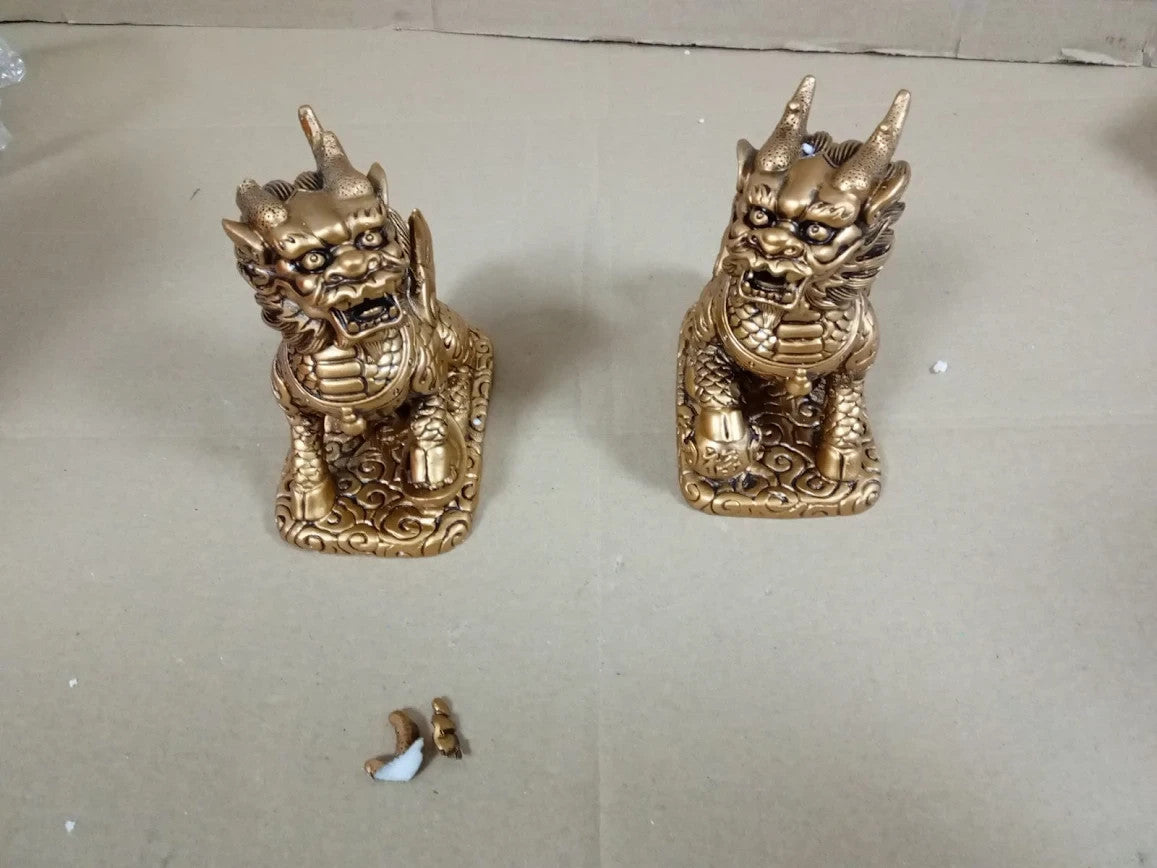 Lachineuse QiLin Couple Figurines Feng Shui Chi Lin Negative Energy Protection