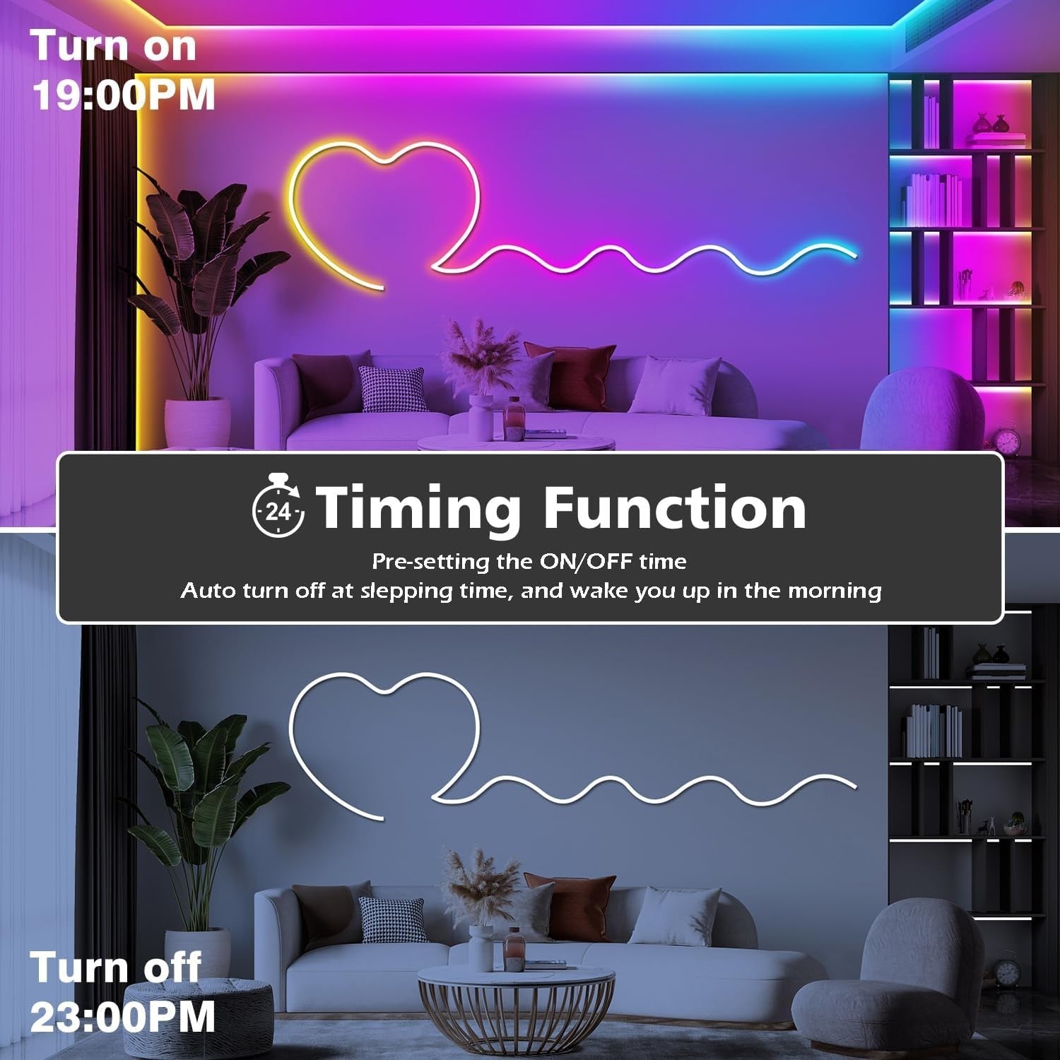 LETIANPAI 36m Led Neon Rope Lights Flexible Control App Remote IP65 RGB New