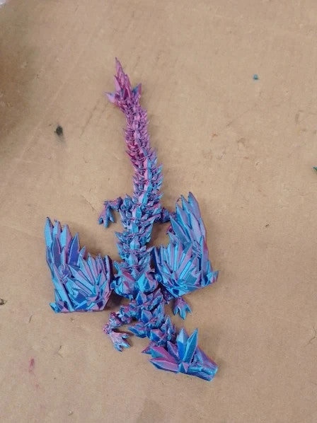 2pcs 3D Printed Fidget Articulated Dragon 22cm Desk Toy Gift Laser Purple Green