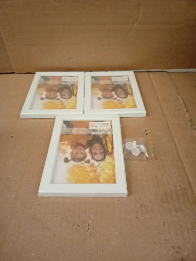 Icona Bay 6x4 Picture Frames White 3 Pack Modern Double Bevelled Tabletop New