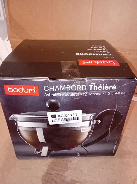 Bodum Chambord Teapot Coloured Plastic Filter 44oz Black 6.61x9.17x6.61in New