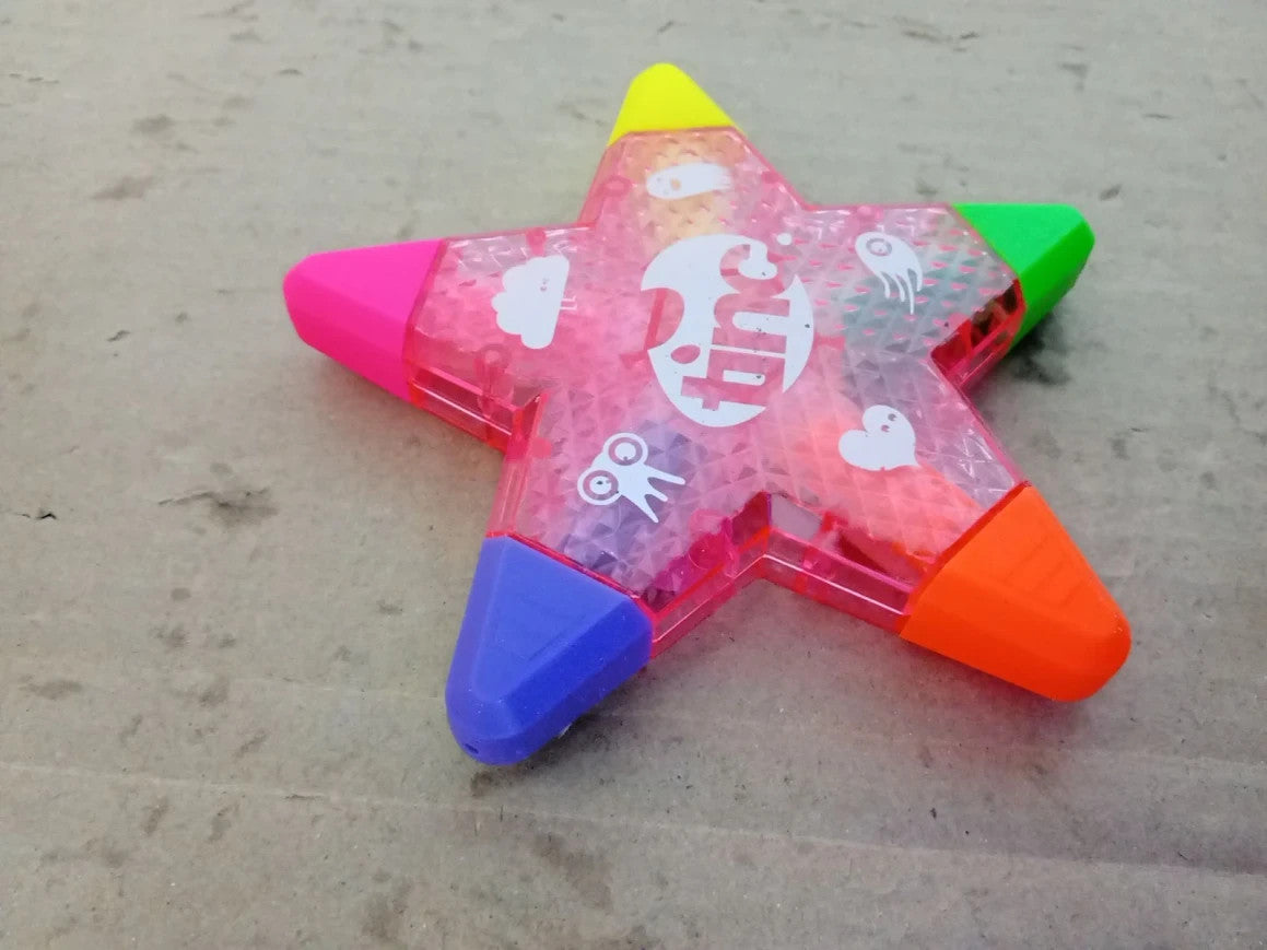 Tinc Star Shaped 5 In 1 Multi Coloured Highlighter Pen Kids Use School New