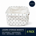 LessMo 4 Pack Storage Baskets Collapsible Mini Boxes Canvas Fabric 16x20x15cm