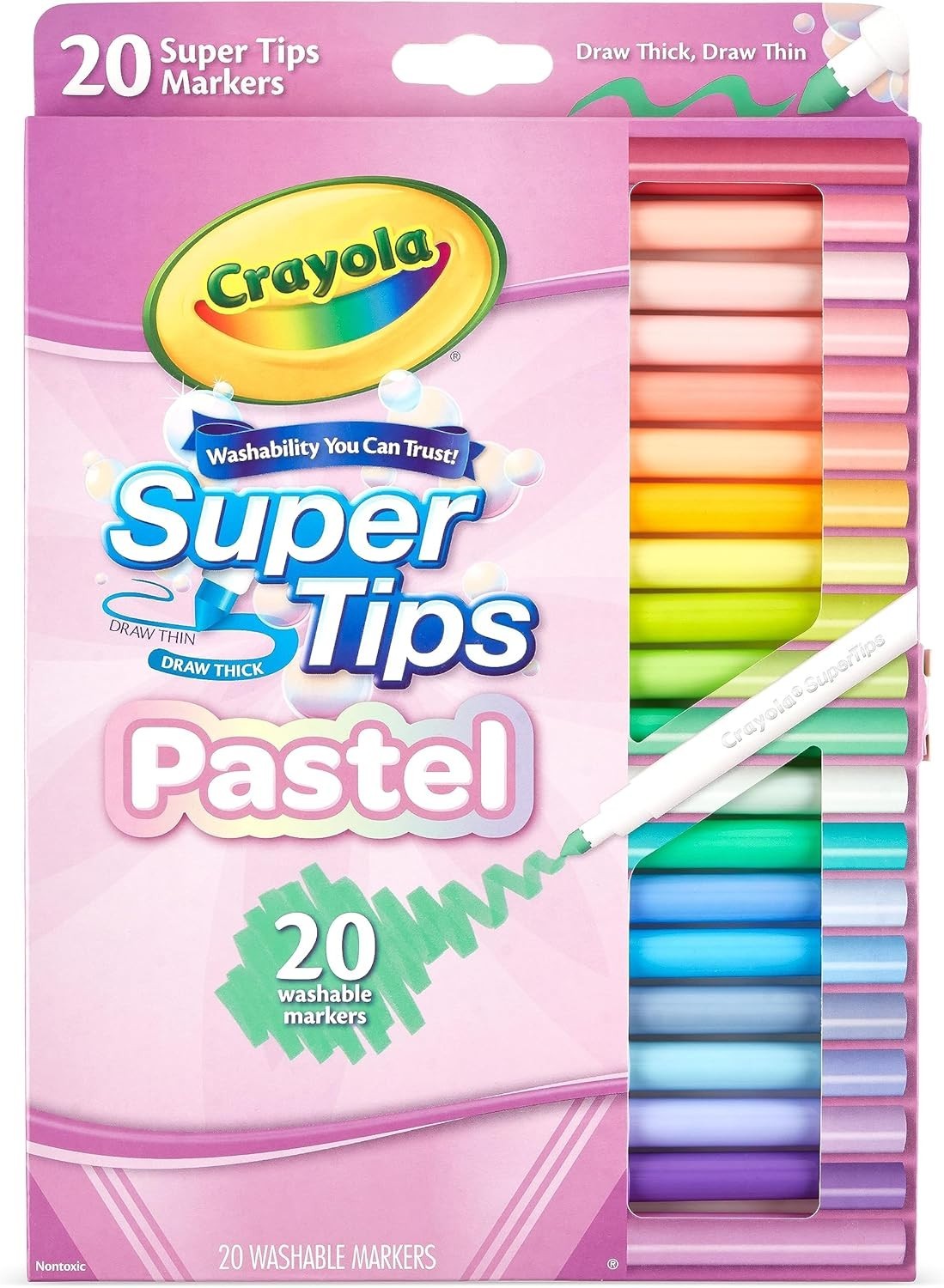 Crayola Pastel Supertips Washable Markers Assorted Colours Pack Of 19 New