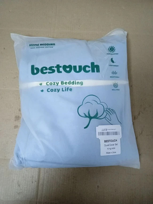 Bestouch Duvet Cover Set 100% Washed Cotton Linen Feel Super Soft King Size New